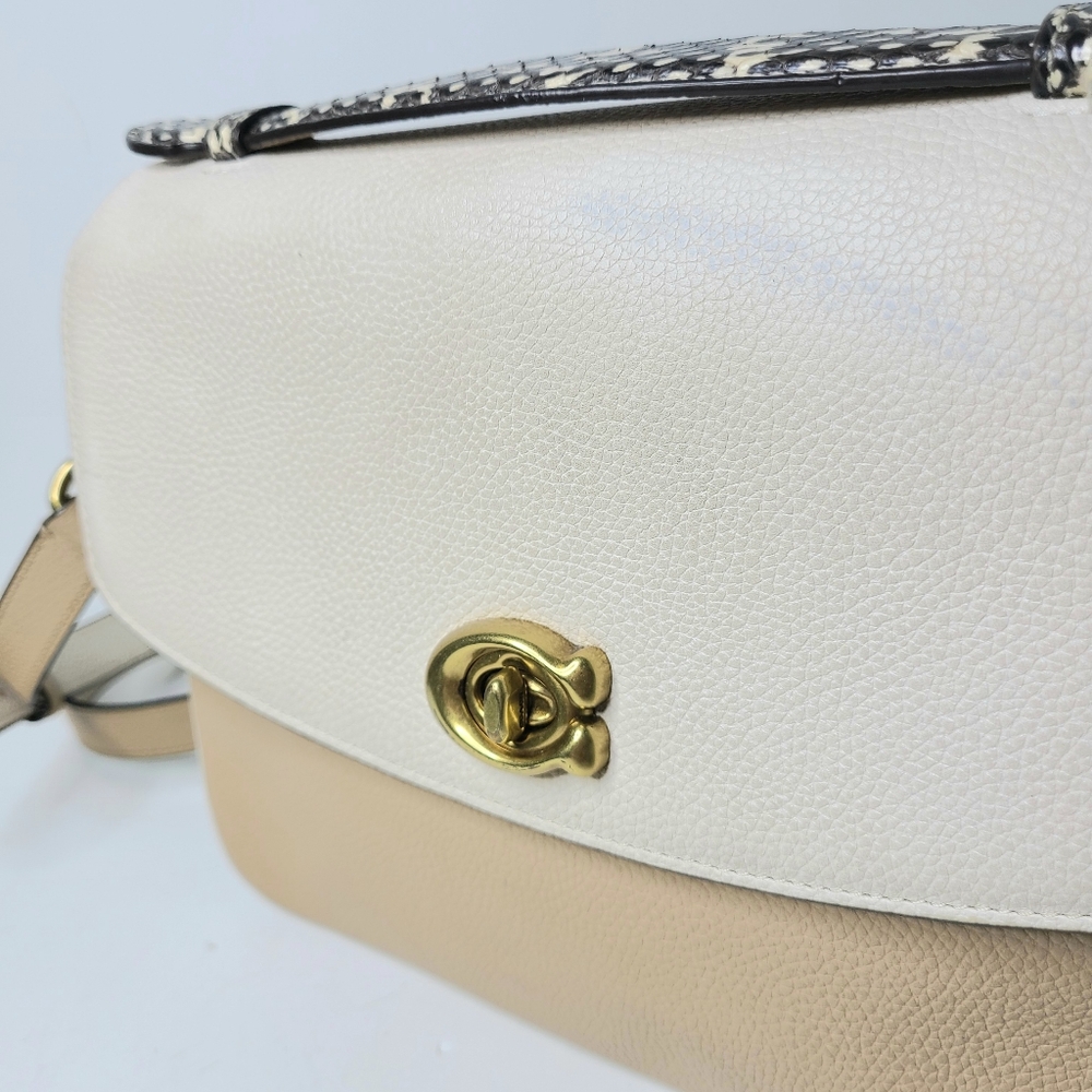 Coach Cassie Colorblock Tan Snakeskin Top  Handle Crossbody Bag - Picture 10 of 16
